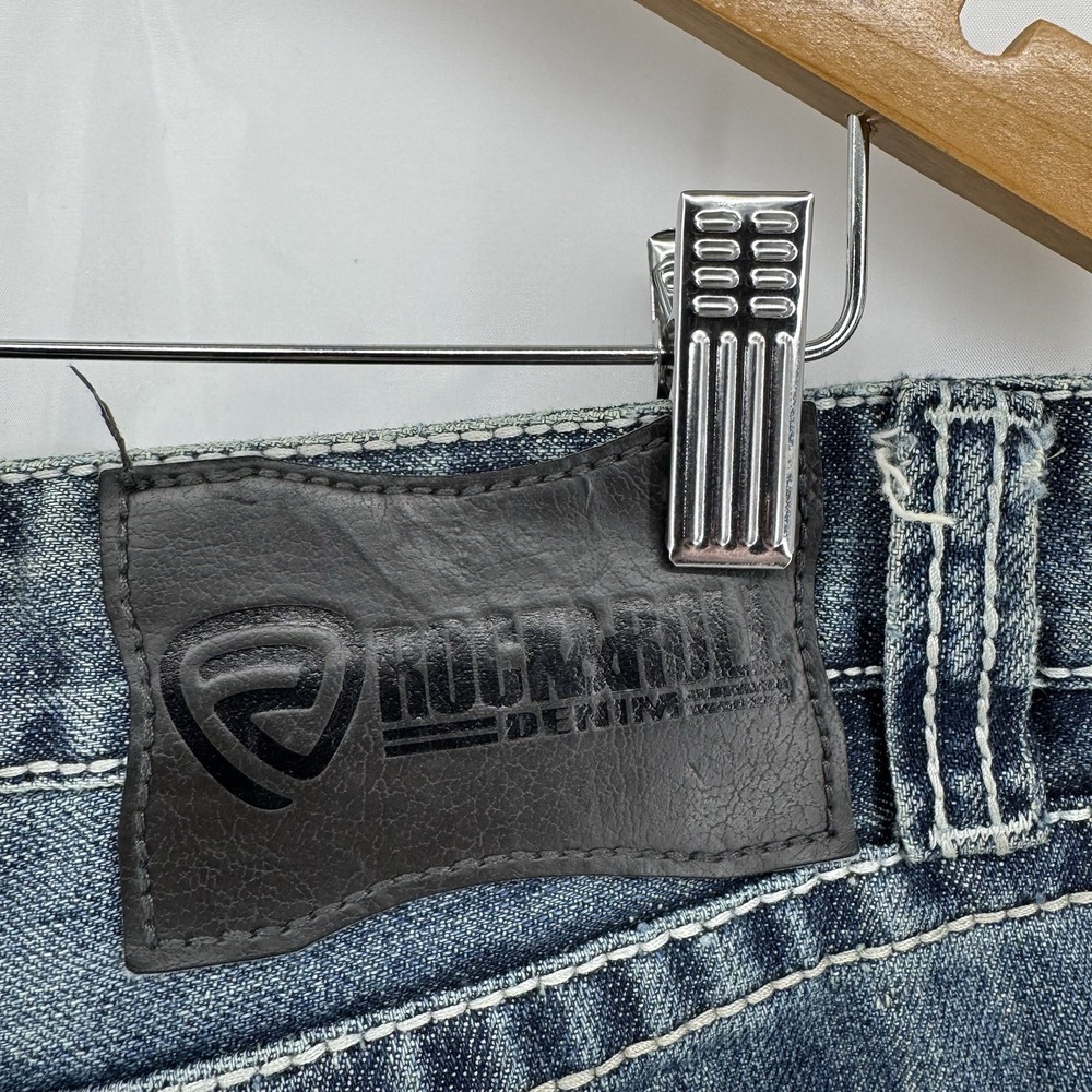 Rock & Roll Denim Jeans Mens 36x30 Blue Pistol Regular Fit Stackable Bootcut - Picture 3 of 16